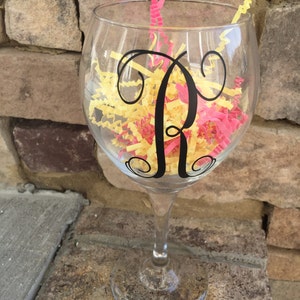 Monogram, Wine Glass, Vinyl Lettering image 2