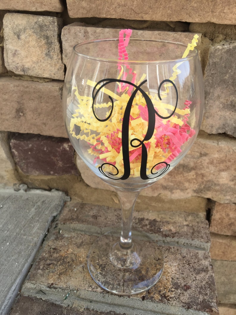 Monogram, Wine Glass, Vinyl Lettering image 2