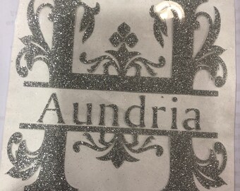 Monogramm, Spaltbuchstabe, Spaltmonogramm Buchstabe, personalisiertes Dekor, Yeti Tasse Sticker, Wanddeko