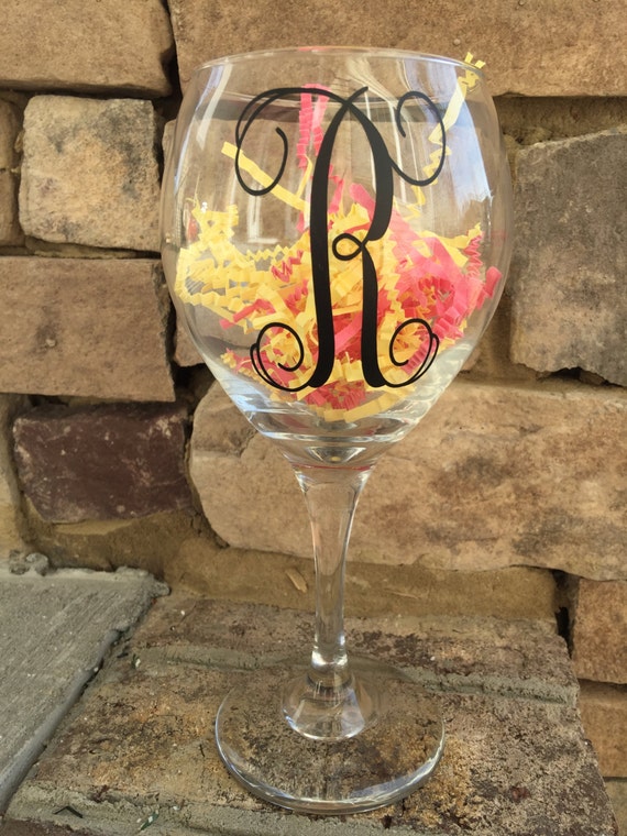 Monogram, Wine Glass, Vinyl Lettering - Etsy