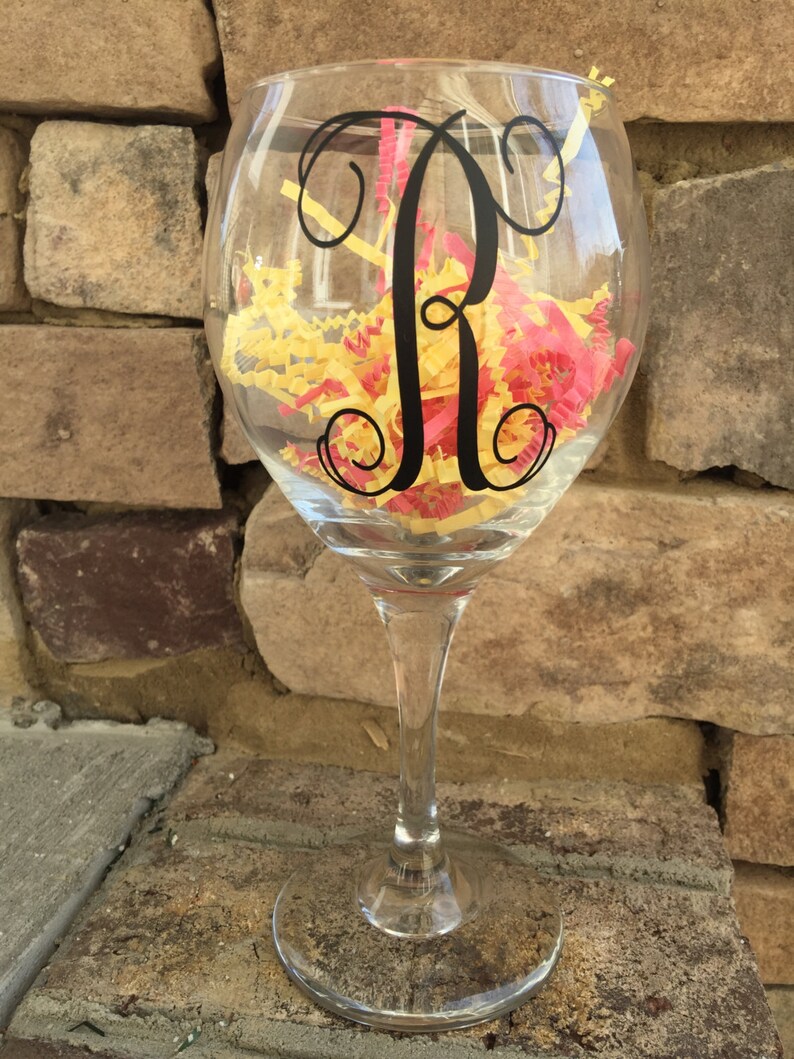 Monogram, Wine Glass, Vinyl Lettering image 1