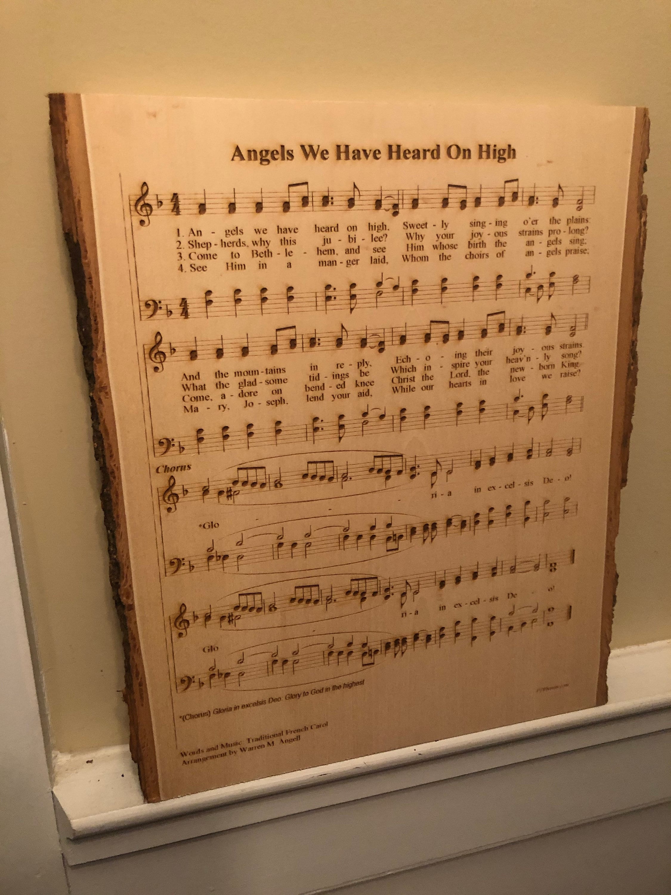 Song Engraving Sheet Music Music Engraved on Wood With Bark Etsy Canada