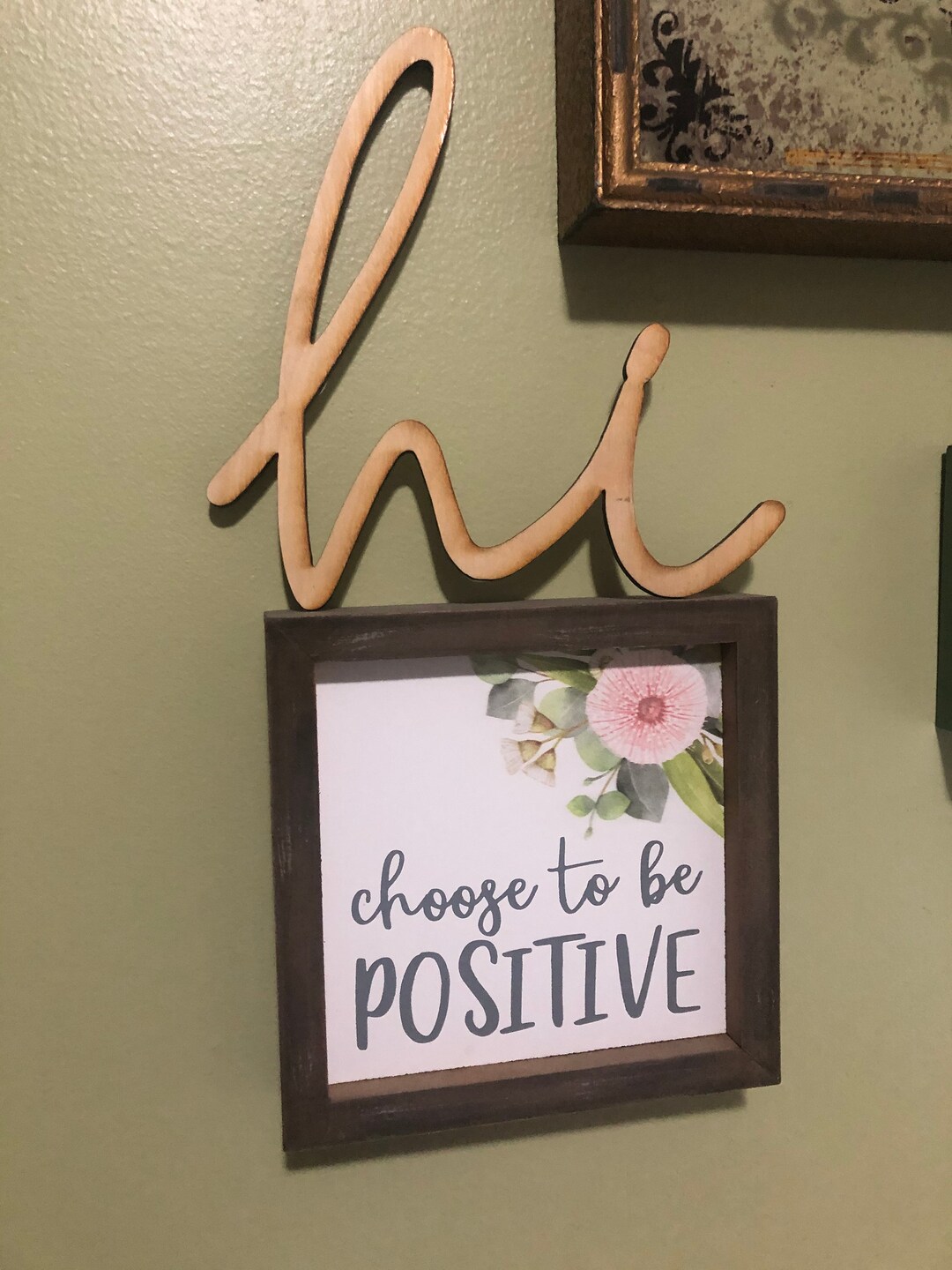 HI Sign, Wall Deocr, Front Door Sign, Greetings Sign, Wood Sign, Spring ...