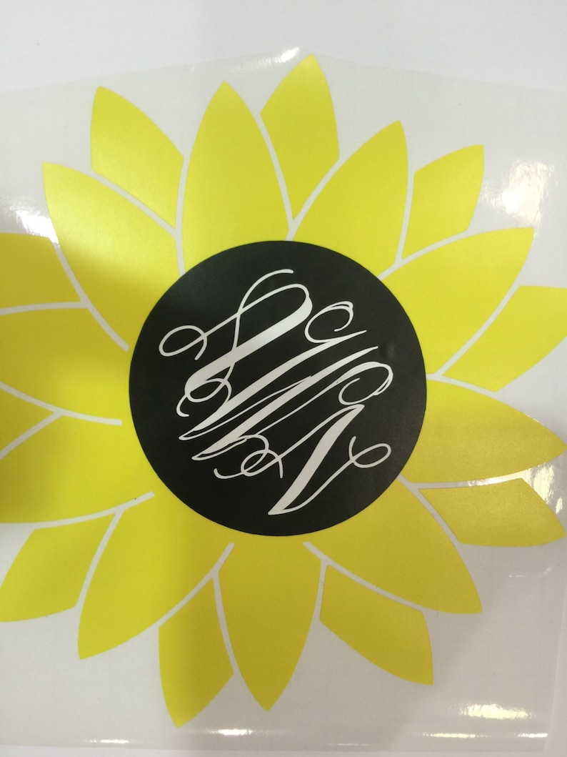 Sunflower Decal Monogram Car Decal Laptop Decal Vinyl Etsy