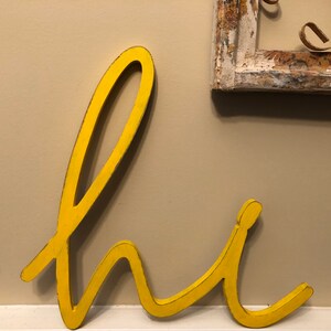 HI Sign, Wall Deocr, Front Door Sign, Greetings Sign, Wood Sign, Spring ...