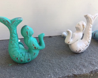 Mermaid Decor/Knobs/ Mermaid Knobs/ Drawer Pulls/ White Mermaid Knobs/ Blue Knobs/ Home and Garden/ Furniture Decor/ Fixtures