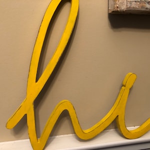 HI Sign, Wall Deocr, Front Door Sign, Greetings Sign, Wood Sign, Spring ...