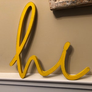 HI Sign, Wall Deocr, Front Door Sign, Greetings Sign, Wood Sign, Spring ...