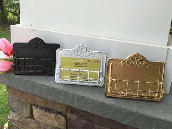 Business Card Holder, Shabby Chic Card Holder, Gold Business Card Holder, Home and Garden Decor