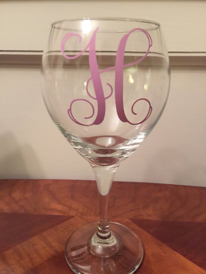 Monogram Wine Glass Vinyl Lettering Bar and Wine Decor Etsy