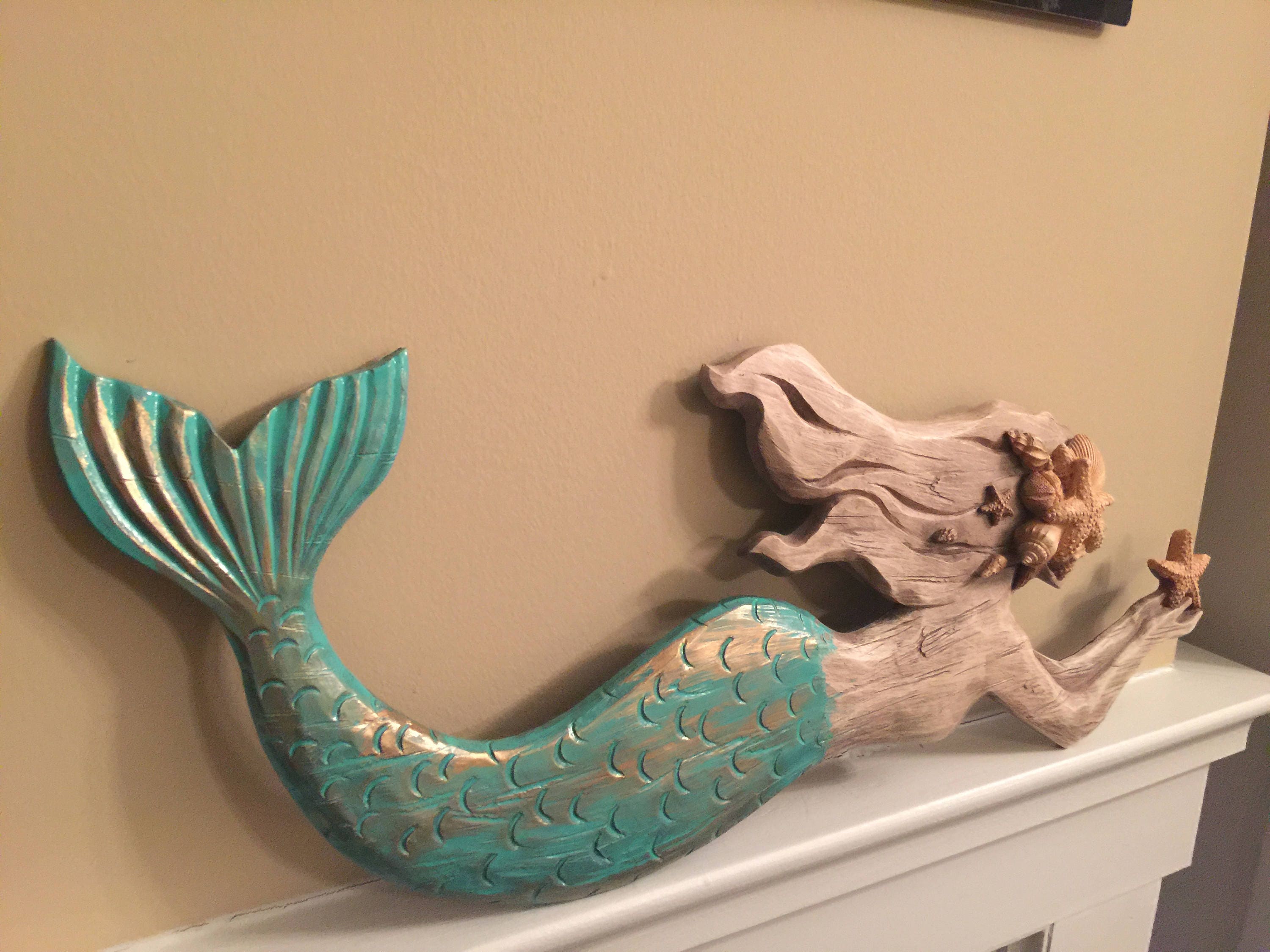 wooden mermaid wall decor