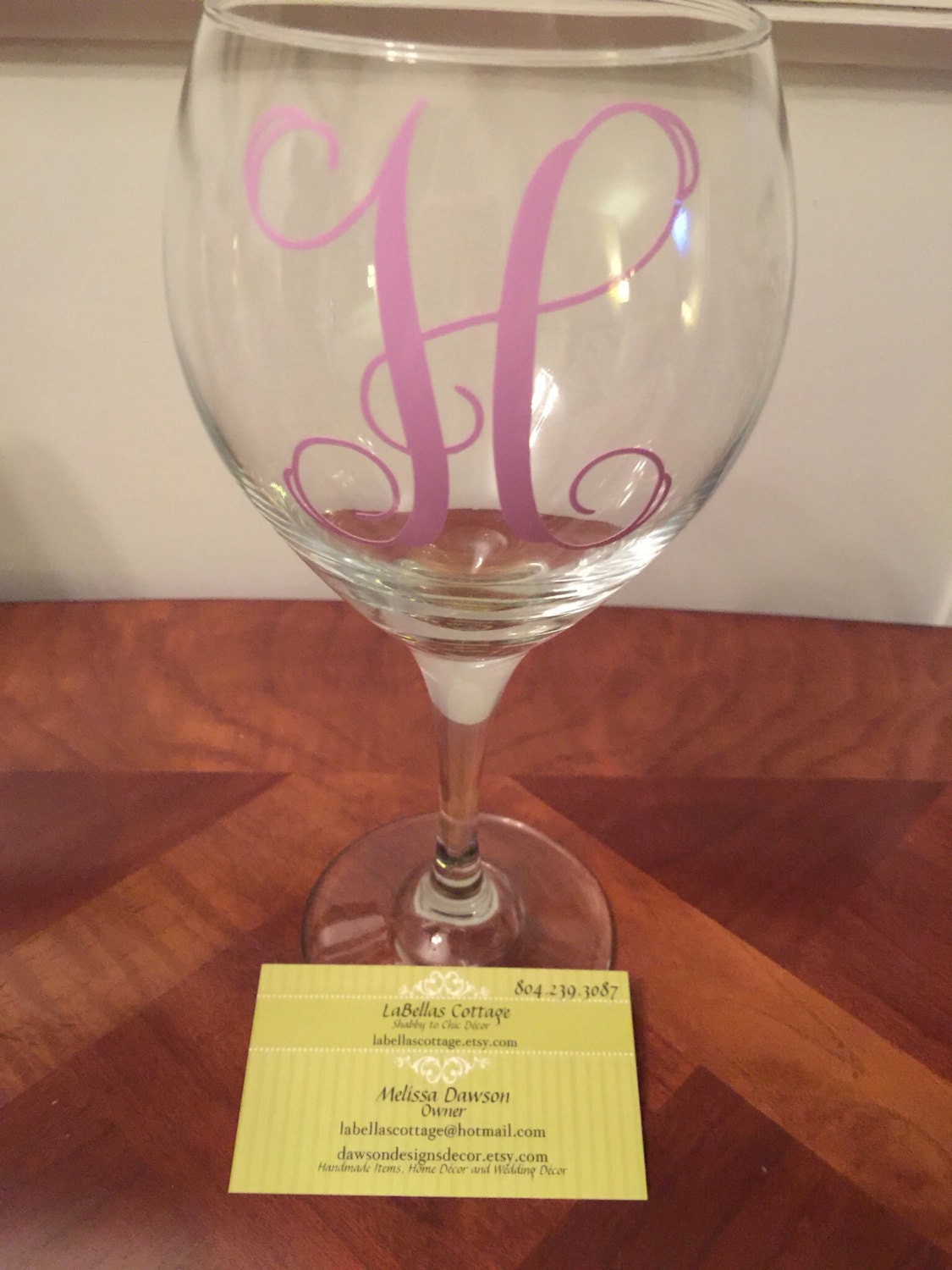 Monogram Wine Glass Vinyl Lettering Bar and Wine Decor Etsy
