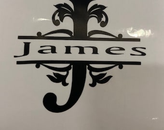 Monogramm, Spaltbuchstabe, Spaltmonogramm Buchstabe, personalisiertes Dekor, Yeti Tasse Sticker, Wanddeko