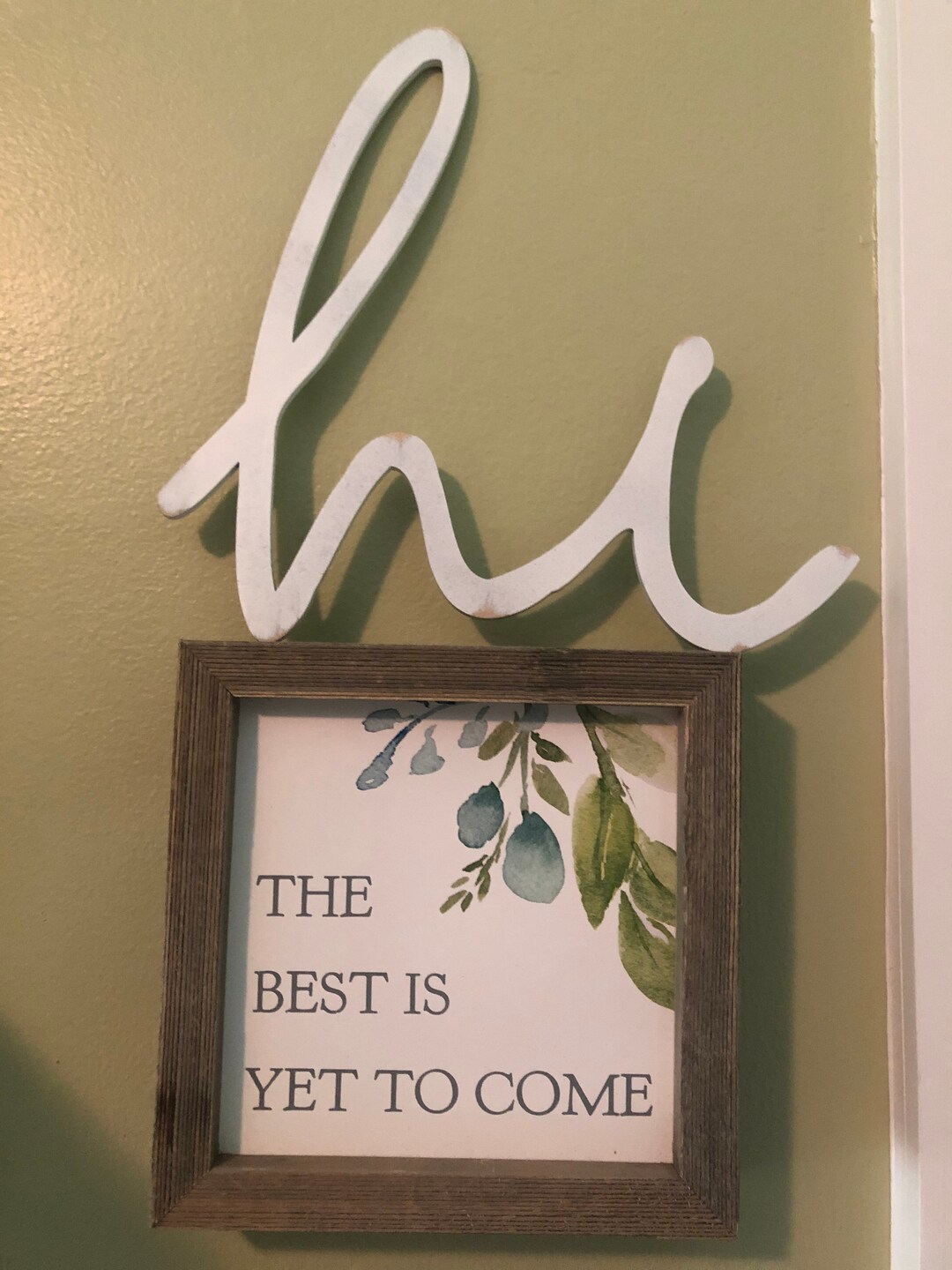 HI Sign, Wall Deocr, Front Door Sign, Greetings Sign, Wood Sign, Spring ...