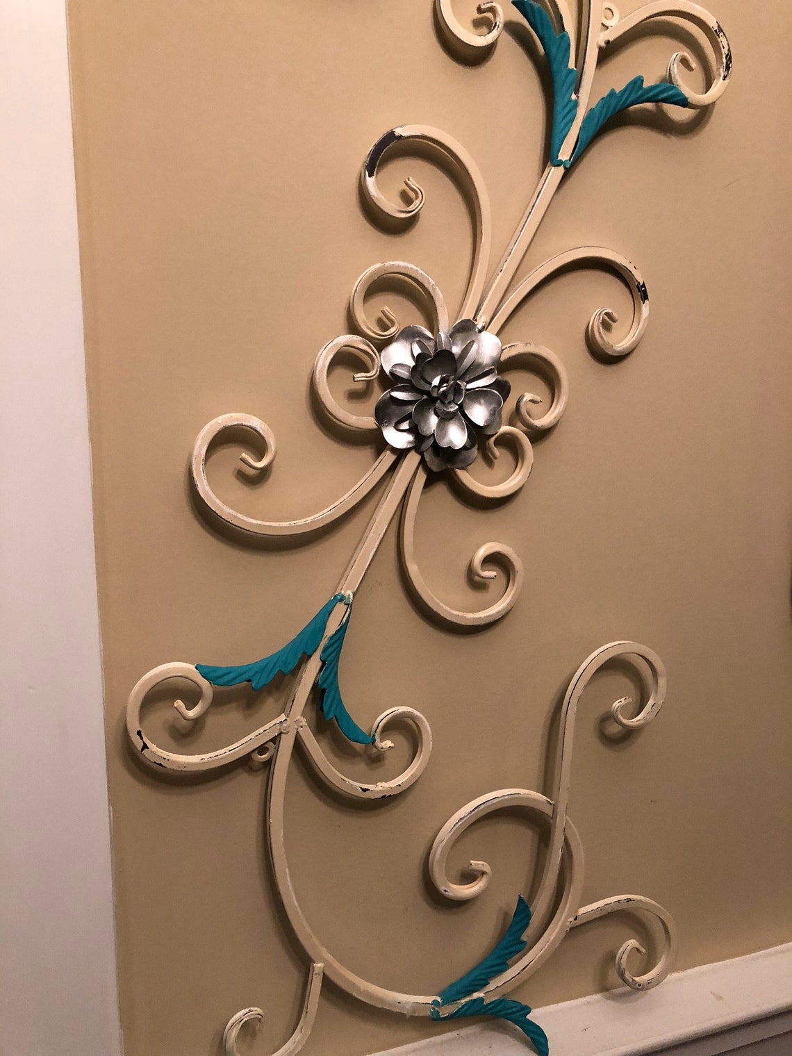 Wall Decor/ Metal Wall Decor/ Swirl and Flower Decor/ Shabby Etsy