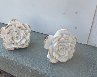 Knobs/ Flower Knobs/ White Cactus Knobs/ Dresser Decor/ Fixtures / Home and Garden Decor/ Set of 2 knobs