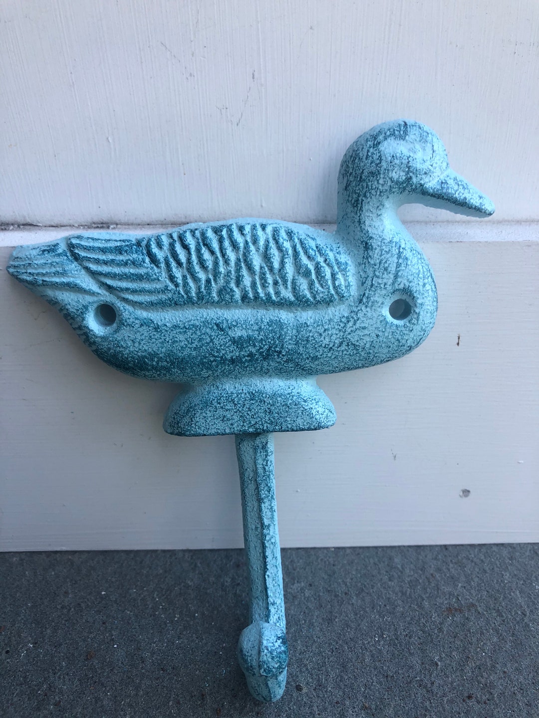 Mallard Duck Wall Decor / Blue Whitewashed Cast Iron Mallard Duck Wall