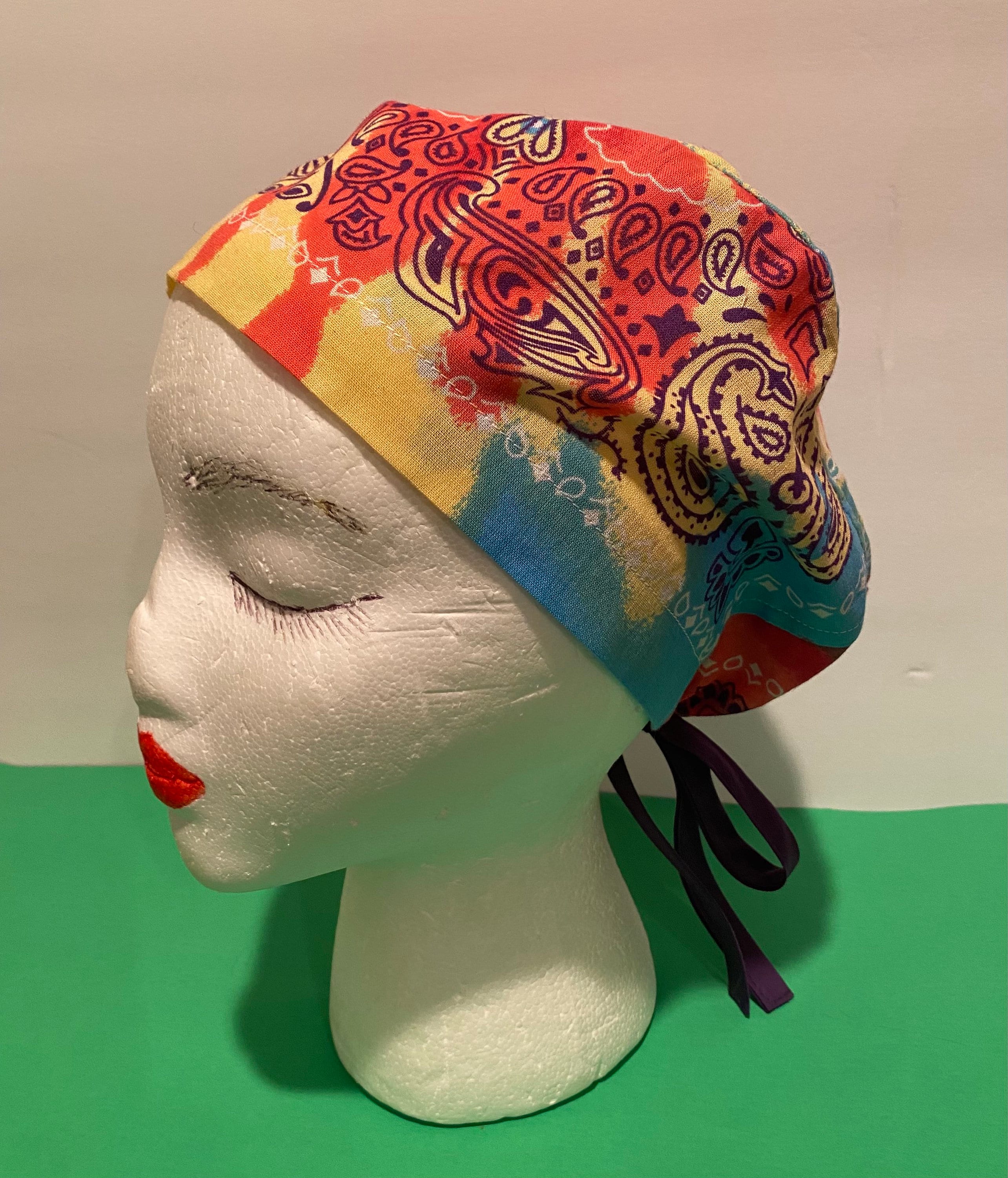 Unisex Multicolor Tiedye Bandana Scrub Cap Lightweight OR Etsy UK
