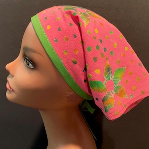 Cotton Kerchief Pink Batik Print Indian Cotton, Vintage Look, Lightweight, One Size, Head Cover, Beachwear, Triangle Scarf, Bandana, Camping