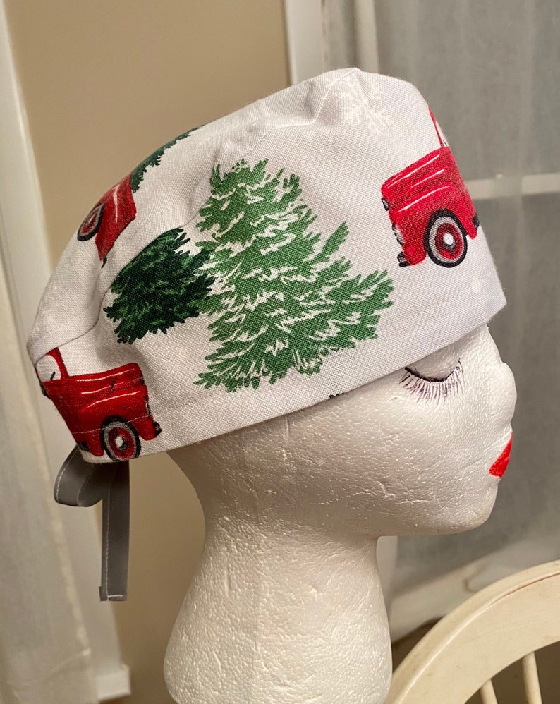 Scrub Hat Chef OR Nurse Chef Headcover OR Hat Labor Rn CRNa MediTech Unisex Red Pick-Up Truck Scrub Cap 1st Assist Hat OR Tech