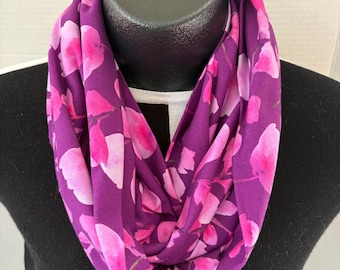 Pink, Burgundy Floral Infinity Scarf, Cotton  Knit, Spring, Fashion Accessories, Great Gift, Easter, Mother’s Day’s