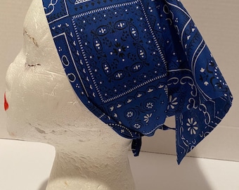 Classic Cotton Western/Bandana Style One Size Head Kerchief Lightweight, One Size, Alopecia, Summer Headscarf, Triangle Scarf, Chef, Camping