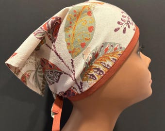 Indian Cotton/Linen Block Print Kerchief, Lightweight,  Alopecia, Summer Headscarf, Triangle Scarf, The Beach, Camping, Garden, One Size