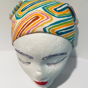 Cotton Head Kerchief Misses/Teens &quot;Abstract&quot;, 1960&#39;s, Mod Look, Lightweight, One Size, Head Cover, Summer Scarf, Triangle Scarf, Bandana