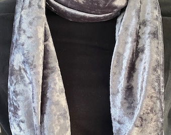 Handmade Gray Shimmer Stretch Velvet, Hint of Glitter, Elegant, Day to Evening, Multi-Scarf, Great Gift, Soft to Touch,
