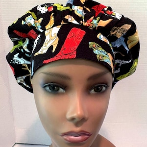 Colorful Cowboy Boots Bouffant Scrub Hat, Scrub Cap, OR Hat, CRNa, OR Rn, Surgeon Hat, L&D Rn, Peds, Clinic, OR Tech, Veterinary, Chef