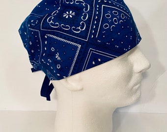 100 % Unisex Lightweight Cotton Bandana Print OR Hat, Comfortable, w Lining, OR Nurse, CRNA, Surgical Tech, Chef, Camping, Medical Uniforms