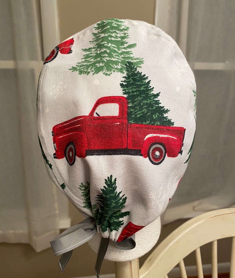 Scrub Hat Chef OR Nurse Chef Headcover OR Hat Labor Rn CRNa MediTech Unisex Red Pick-Up Truck Scrub Cap 1st Assist Hat OR Tech