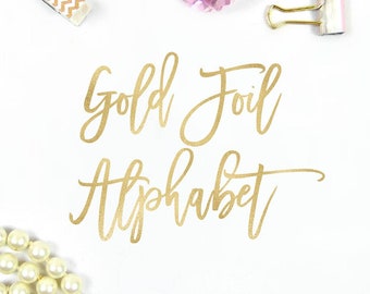 Gold Foil Alphabet, Alphabet Clipart, Medina Font, Foil Letters, Clip-art Font, Symbols, Foil Numbers, Gold Foil Clipart, Decal for Shops