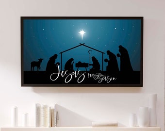 Crèche Samsung TV Art, Jésus est la raison de la saison TV Frame Wall Art, Décor de Noël religieux, Noël numérique Télécharger Art Tv