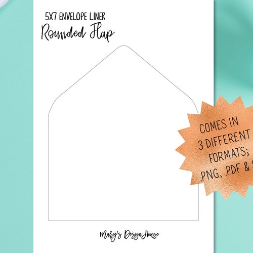 printable 5x7 blank rounded flap envelope liner template diy etsy