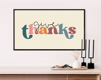 Retro Remerciez Samsung TV Art, Thanksgiving TV Frame Wall Art, Frame TV Art, Thankful Decor, Fall Digital Télécharger Art Tv