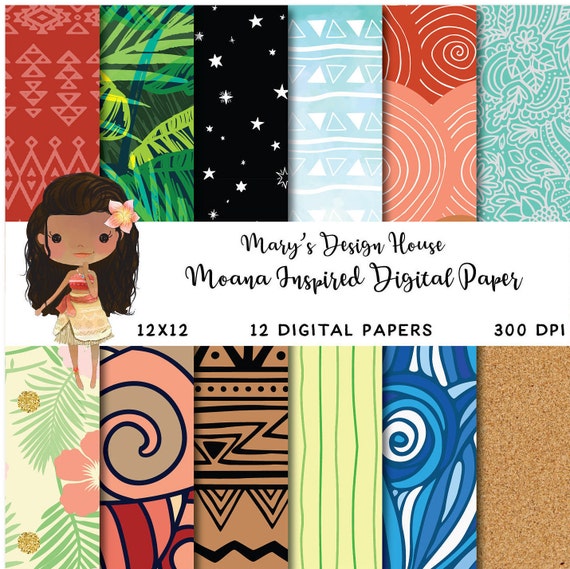 Moana Digital Paper Moana Themed Paper Moana Patterns | Etsy