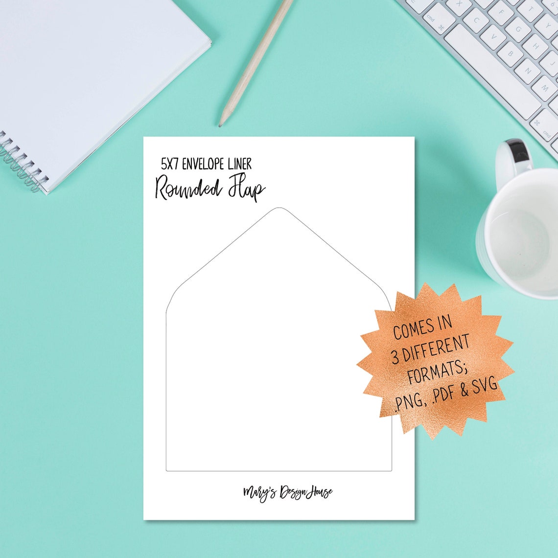 Printable 5x7 Blank Rounded Flap Envelope Liner Template DIY Etsy