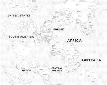 Printable World Map Etsy