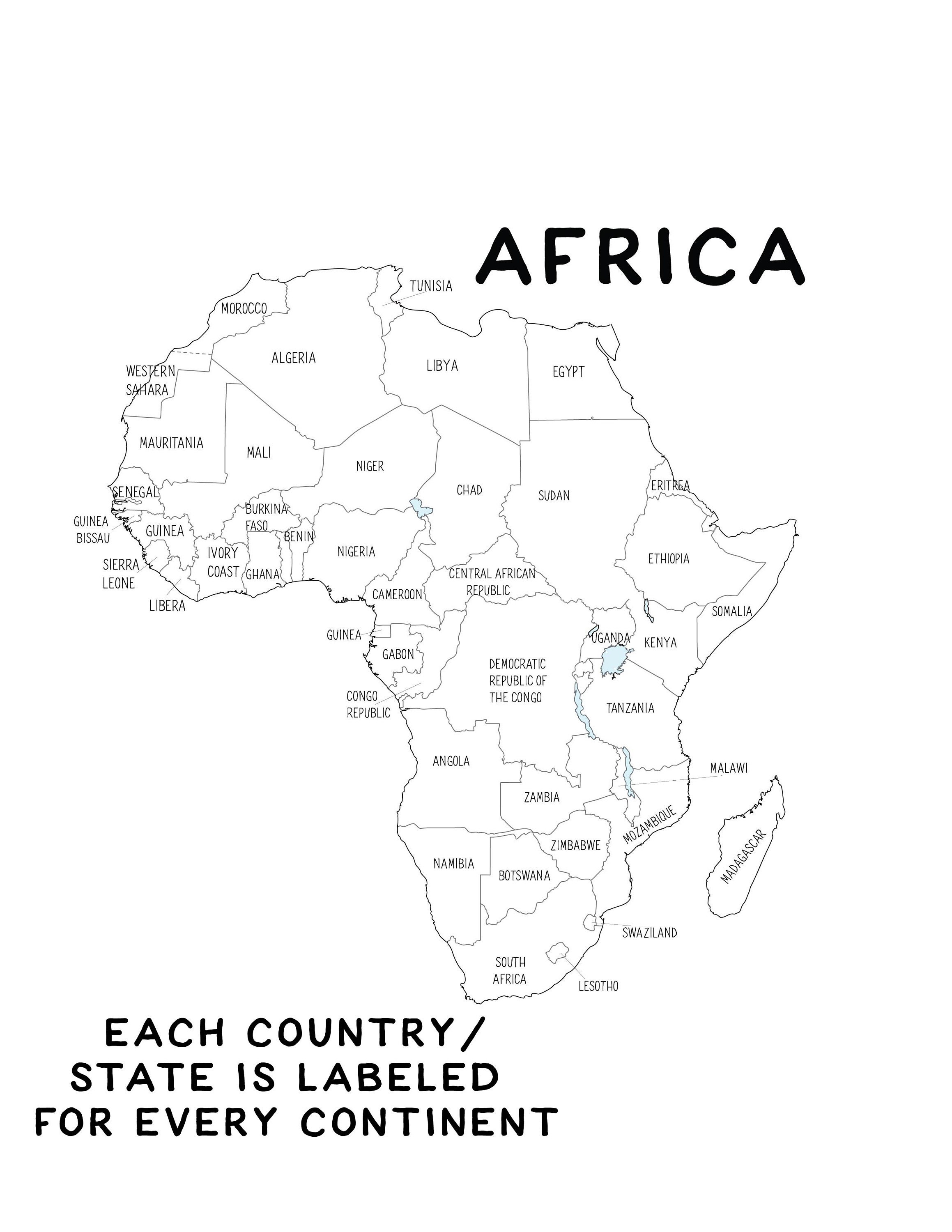 Printable World Map Coloring Pages Coloring Continents Etsy Images