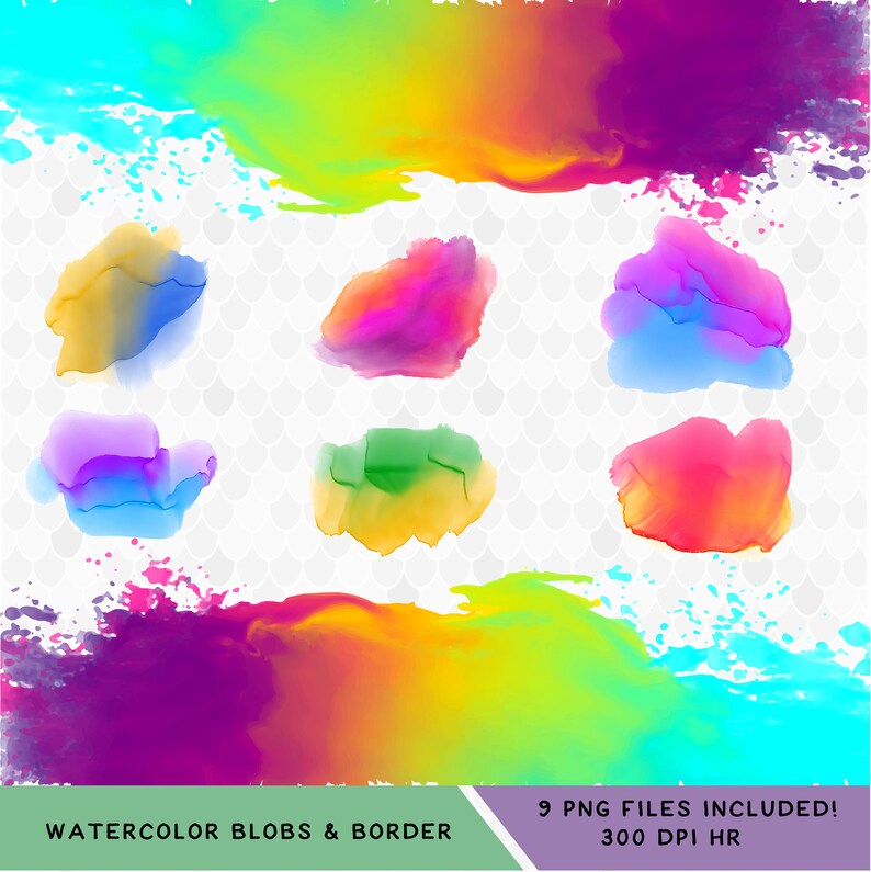 Watercolor Background Watercolor Blobs Clipart Clip Art Etsy