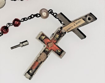 Rare Relic Sacred Blood Antique Rosary, Red Glass, from The Jeweled Rose
