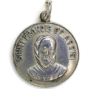 Vintage Saint Francis of Assisi Medal, Sterling Silver, from The Jeweled Rose