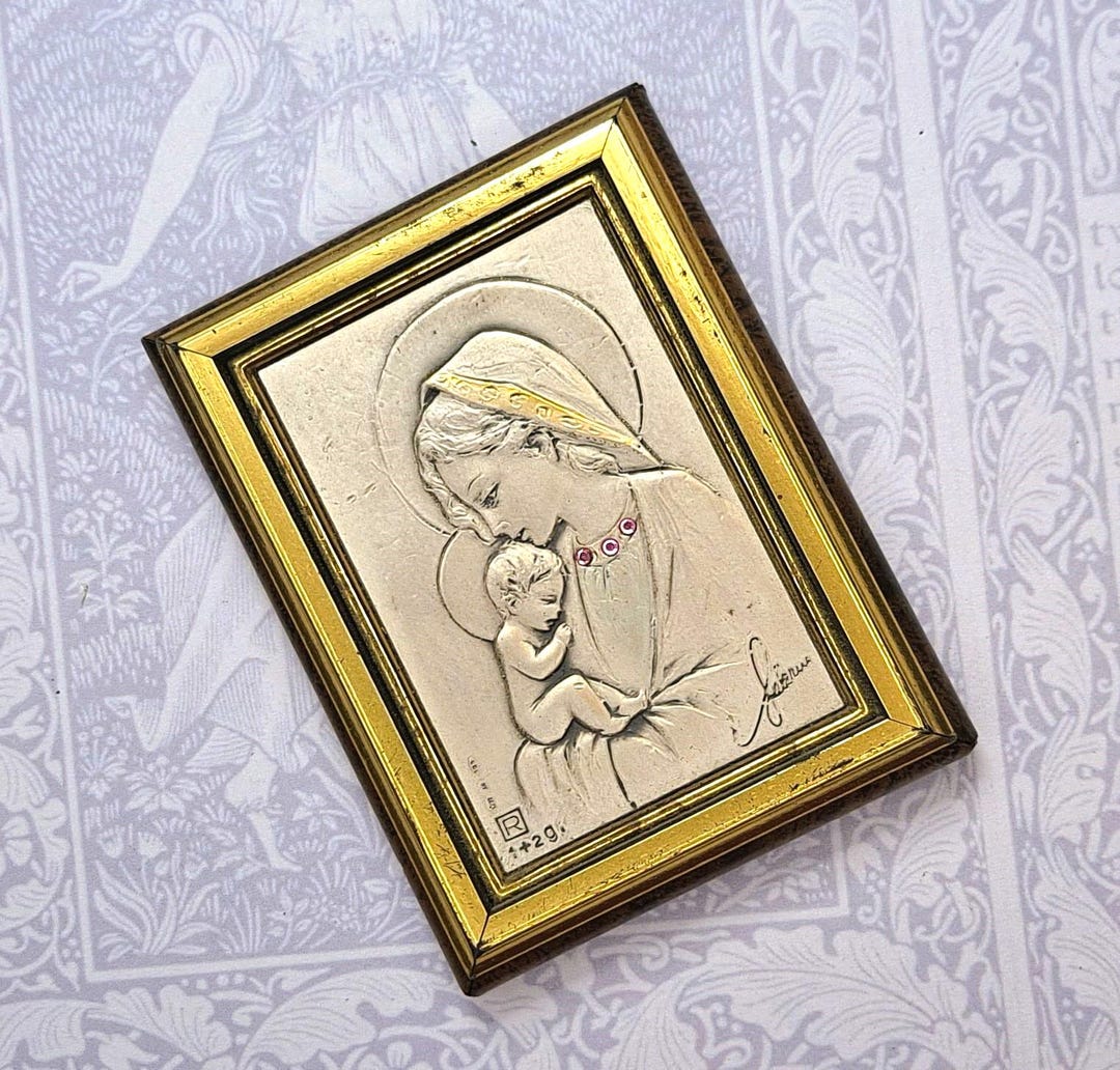 Vintage Tabletop Icon Silver and Gold Leaf Madonna and Child - Etsy