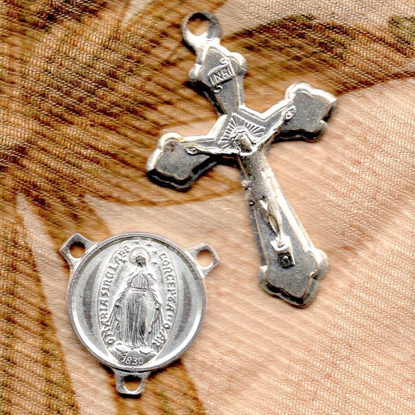 Antique Cross and Center Medal Rosary Parts, from The Jeweled Rose