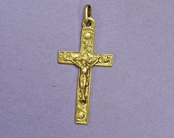 Cruz de oro antigua/vintage, con sello distintivo, de The Jeweled Rose