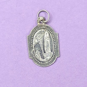 Antique Lourdes Medal, Sterling Silver, from The Jeweled Rose