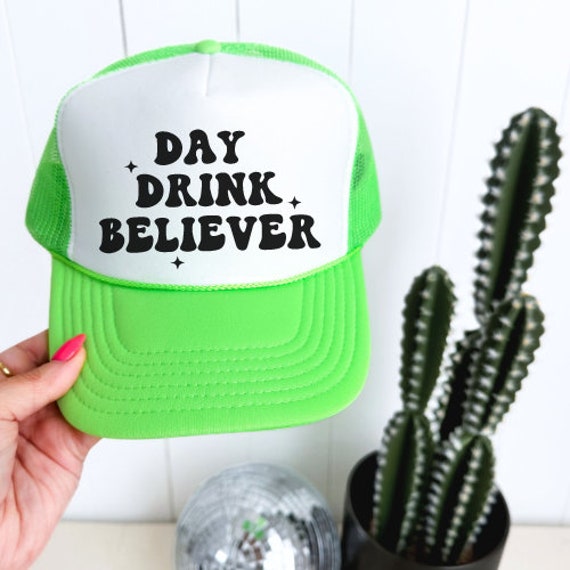 Cappello Da Camionista Stile Vintage 'I Support Drinking During The Day': Berretto Con Rete, 5 Pannelli, Chiusura Regolabile, Taglia Unica Adulto