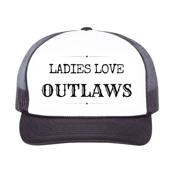 Ladies Love Outlaws + Trucker Hat + Adjustable + Mesh + Custom + Ponytail Hat