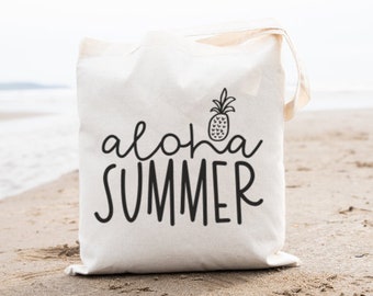 Aloha Summer Canvas Bag / Market Bag + Gift + Travel Bag + Reusable Grocery Bag